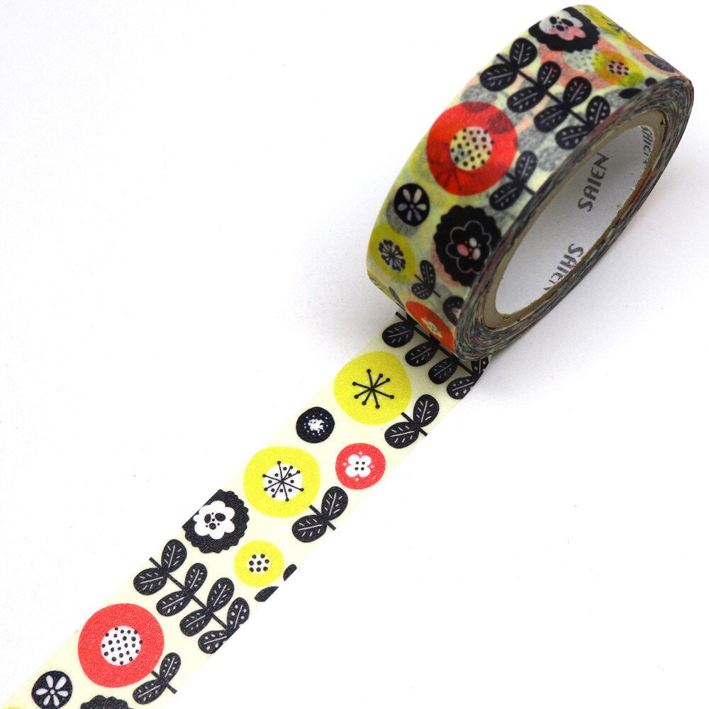 Kamiiso SAIEN Washi Tape - Retro Flower (Made in Japan)