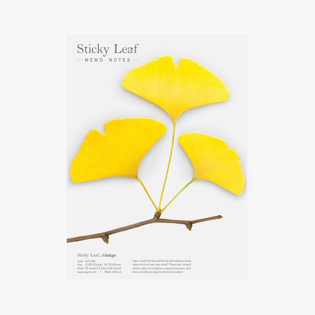 Appree Korea - Sticky Notes - Yellow Ginkgo Leaf (Large Pack)