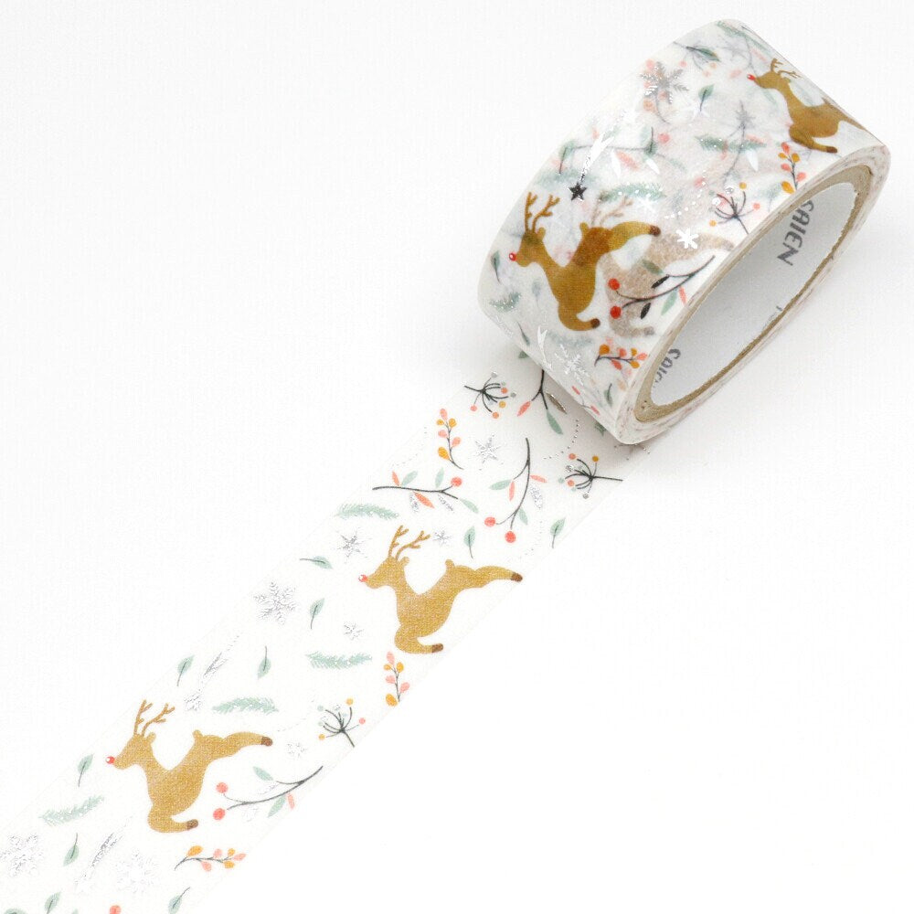 Limited Edition Kamiiso SAIEN Washi Tape - Hopping Deer (Made in Japan)