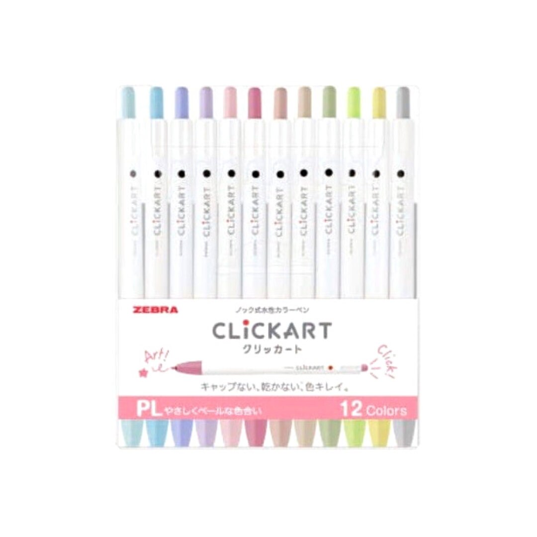 Zebra Clickart Fineliner - Set of 12 Pastel Colours (PL)