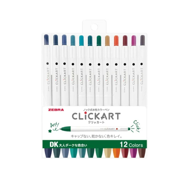 Zebra Clickart Fineliner - Set of 12 Dark Colours (DK)