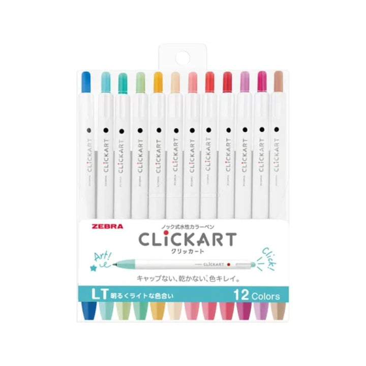 Zebra Clickart Fineliner - Set of 12 Light Colours (LT)